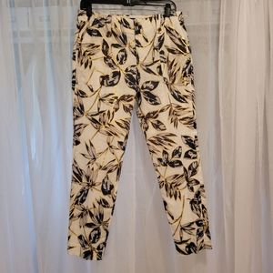 J.Crew White Floral Garden Foil Leaf Linen Lined Cotton Women"s Pants Size 6